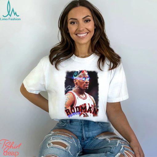 Dennis Rodman electric eye player Chicago Bulls NBA signature shirt