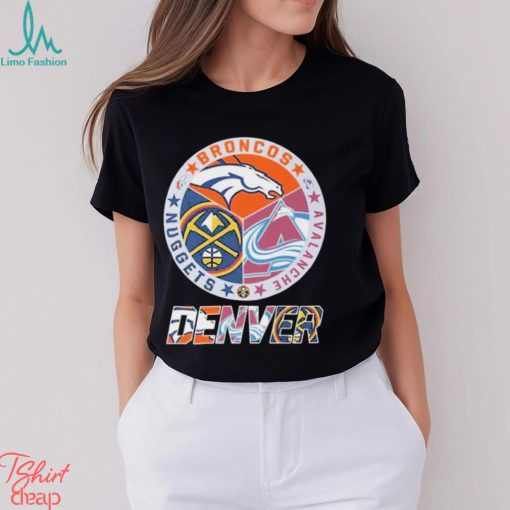 Denver Broncos Colorado Avalanche Denver Nuggets Logo Tee Shirt
