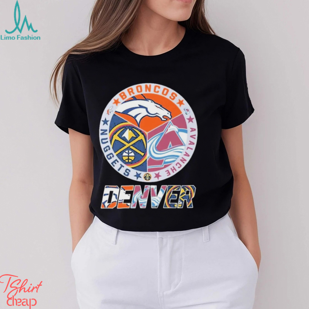 Denver Broncos Colorado Avalanche Denver Nuggets Logo Tee Shirt Denver Broncos Colorado Avalanche Denver Nuggets Logo Tee Shirt