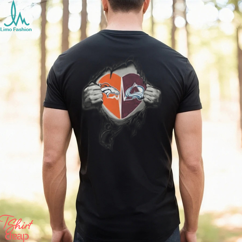 Denver Broncos Colorado Avalanche Inside My Heart Logo Shirt Denver Broncos Colorado Avalanche Inside My Heart Logo Shirt