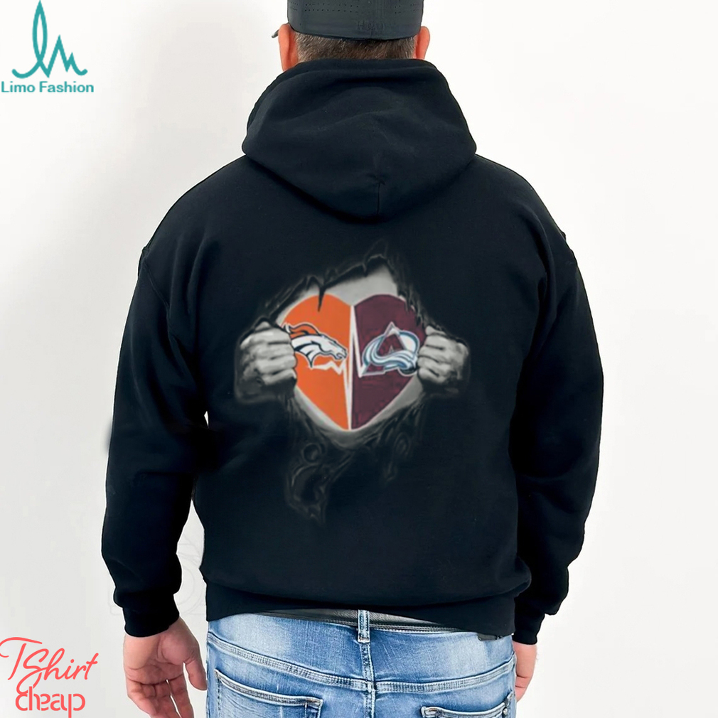 Denver Broncos Colorado Avalanche Inside My Heart Logo Shirt Denver Broncos Colorado Avalanche Inside My Heart Logo Shirt
