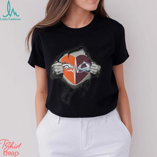Denver Broncos Colorado Avalanche Inside My Heart Logo Shirt