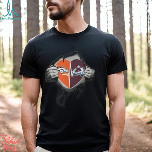 Denver Broncos Colorado Avalanche Inside My Heart Logo Shirt
