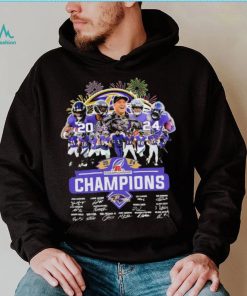 Design 2024 Baltimore Ravens 2024 Champions Team Name Player Mascot Signatures tee shirt