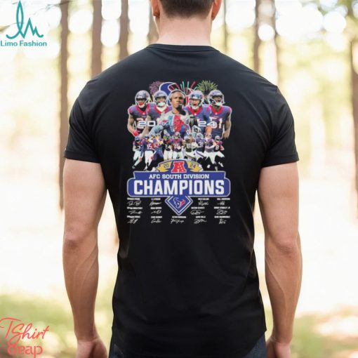 Design Houston Texans 2024 afc south division champions team player name signature shirt