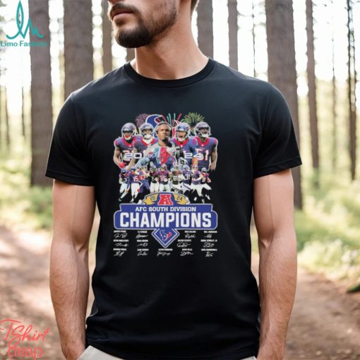Design Houston Texans 2024 afc south division champions team player name signature shirt