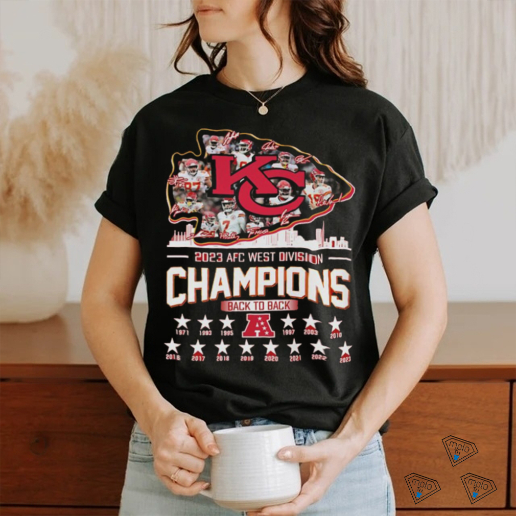 Design Kansas city Chiefs 2023 AFC west Division champions back to back shirt Design Kansas city Chiefs 2023 AFC west Division champions back to back shirt