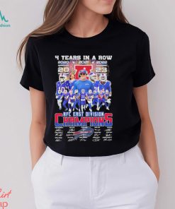 Design buffalo Bills 4 Years In A Row 2020 2024 AFC East Division Champions Signature Shirt