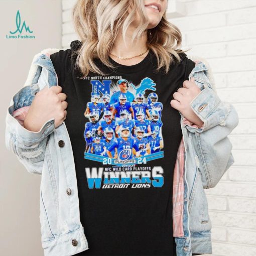 Detroit Lions 2024 NFL Wild Card Playoffs Winners NFC North Champions signatures shirt