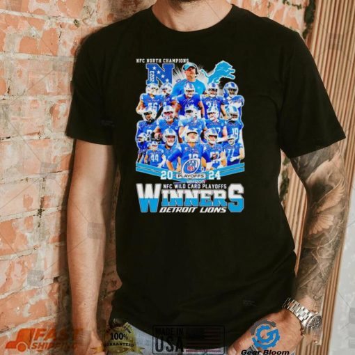 Detroit Lions 2024 NFL Wild Card Playoffs Winners NFC North Champions signatures shirt