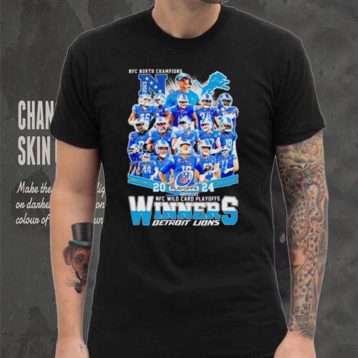 Detroit Lions 2024 NFL Wild Card Playoffs Winners NFC North Champions signatures shirt