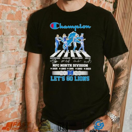 Detroit Lions Champion Abbey Road NFC North Division 2023 let’s go Lions signatures shirt