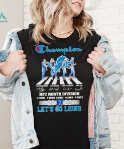 Detroit Lions Champion Abbey Road NFC North Division 2023 let’s go Lions signatures shirt