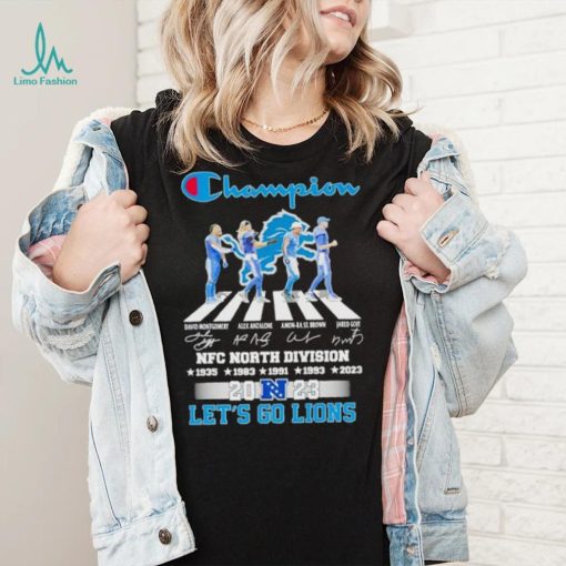 Detroit Lions Champion Abbey Road NFC North Division 2023 let’s go Lions signatures shirt