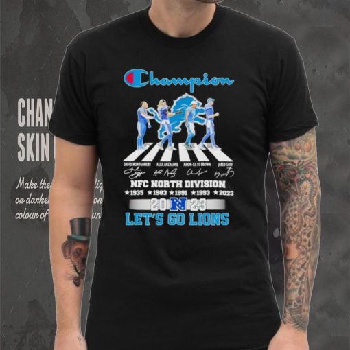 Detroit Lions Champion Abbey Road NFC North Division 2023 let’s go Lions signatures shirt