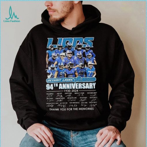 Detroit Lions Football Team 94th Anniversary 1930 2024 Thank You For The Memories Signatures Shirt