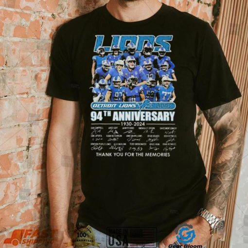 Detroit Lions Football Team 94th Anniversary 1930 2024 Thank You For The Memories Signatures Shirt