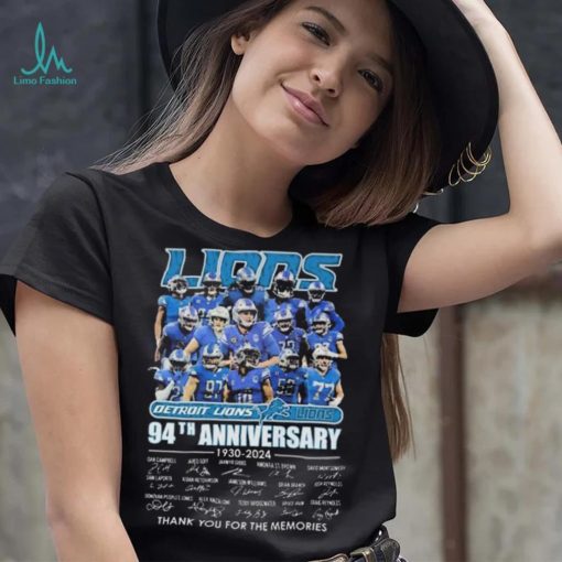 Detroit Lions Football Team 94th Anniversary 1930 2024 Thank You For The Memories Signatures Shirt