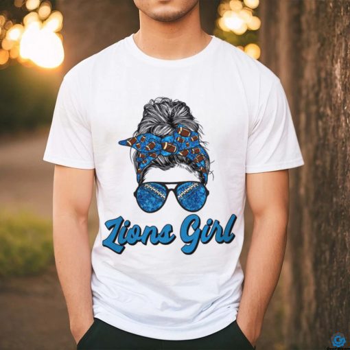 Detroit Lions Girl Messy Bun Shirt