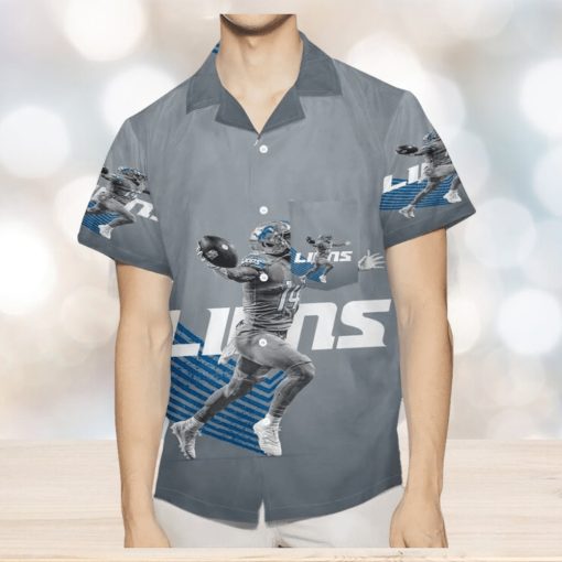 Detroit Lions Player 14 3D All Over Print Summer Beach Hawaiian Shirt with Pocket