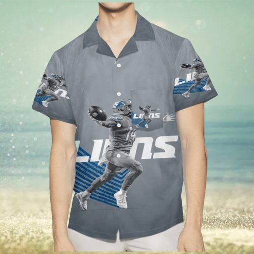 Detroit Lions Player 14 3D All Over Print Summer Beach Hawaiian Shirt with Pocket