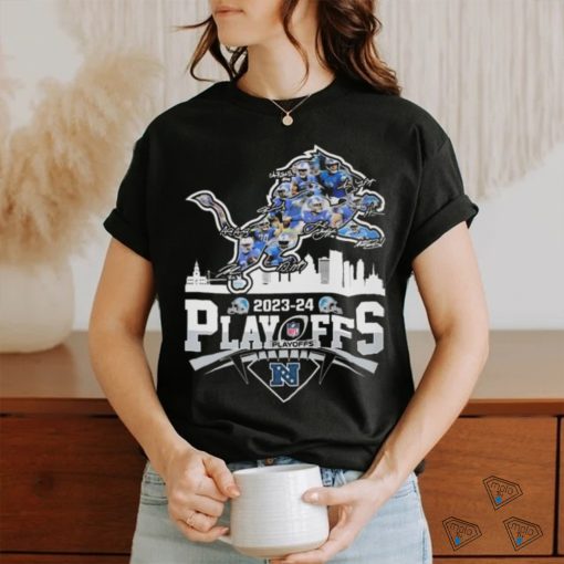 Detroit Lions Skyline Playoffs 2023 2024 Signatures Shirt