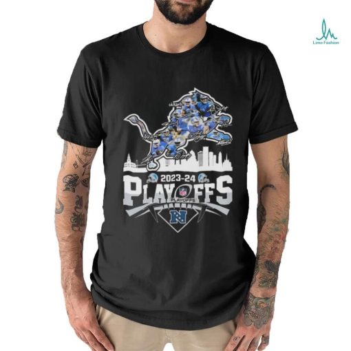 Detroit Lions Skyline Playoffs 2023 2024 Signatures Shirt