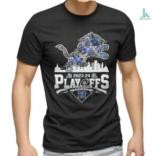 Detroit Lions Skyline Playoffs 2023 2024 Signatures Shirt