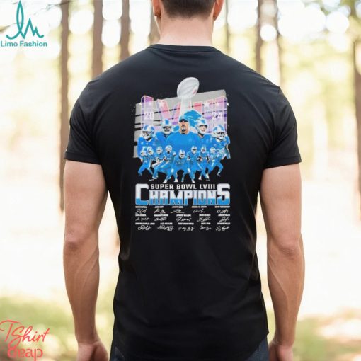 Detroit Lions Super Bowl LVIII 2024 Champions Signatures Shirt