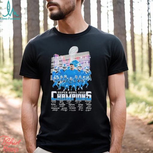 Detroit Lions Super Bowl LVIII 2024 Champions Signatures Shirt