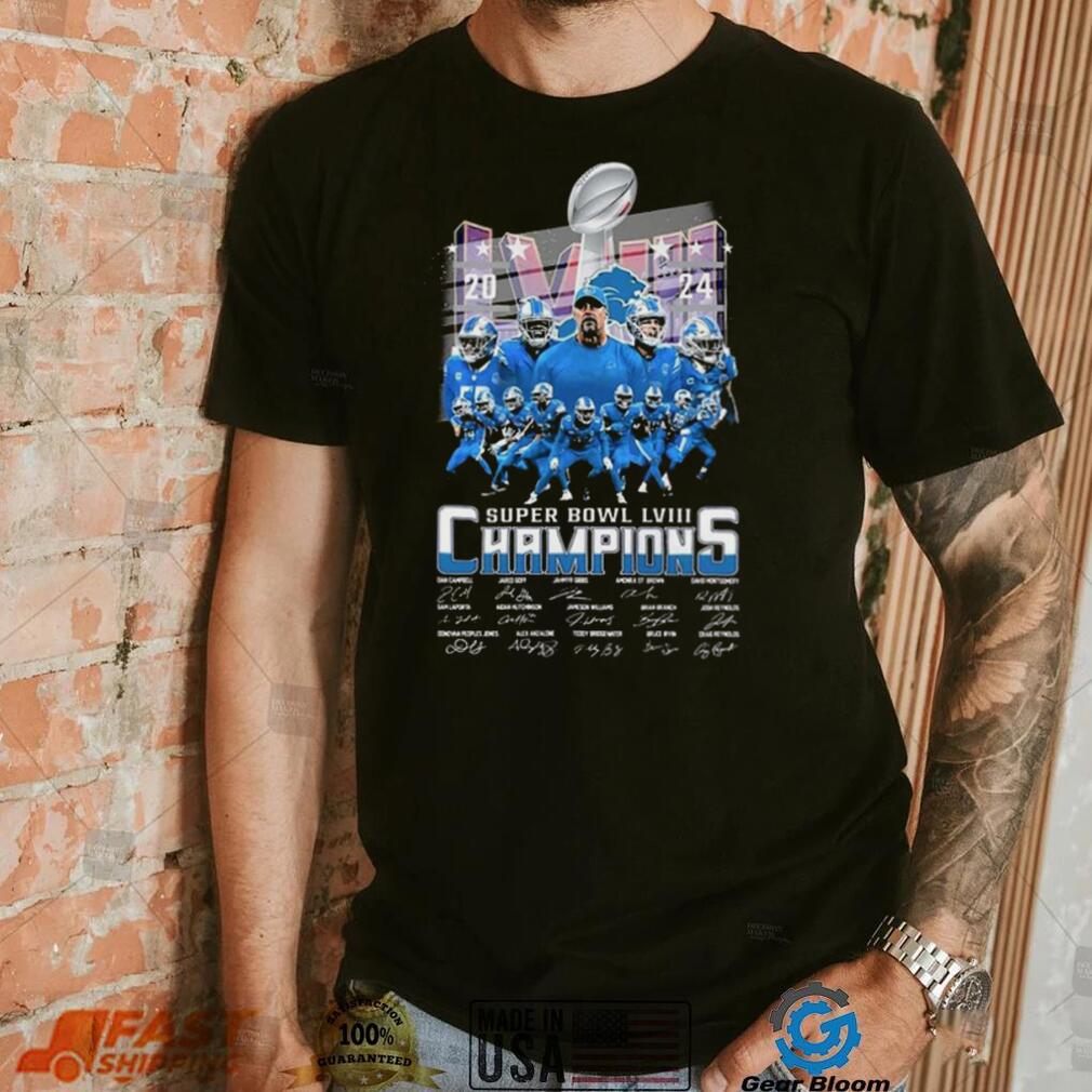 Detroit Lions Super Bowl Lviii 2024 Champions Signatures Shirt Detroit Lions Super Bowl Lviii 2024 Champions Signatures Shirt