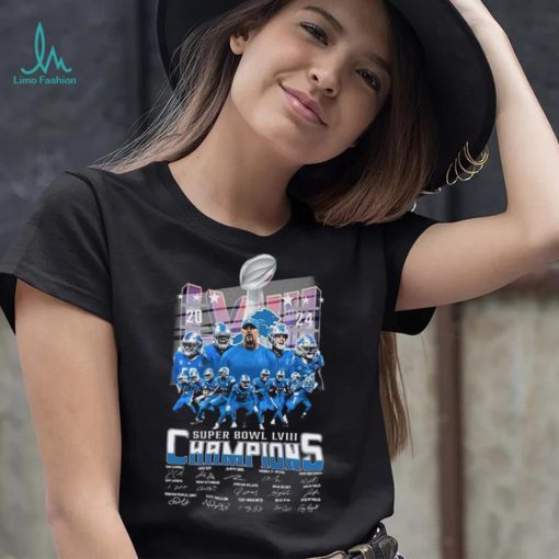 Detroit Lions Super Bowl Lviii 2024 Champions Signatures Shirt