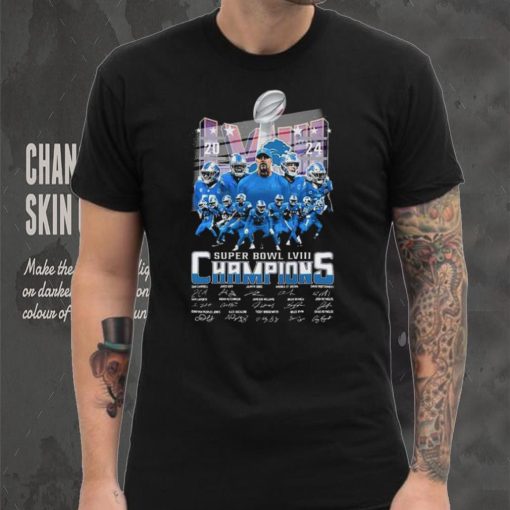 Detroit Lions Super Bowl Lviii 2024 Champions Signatures Shirt