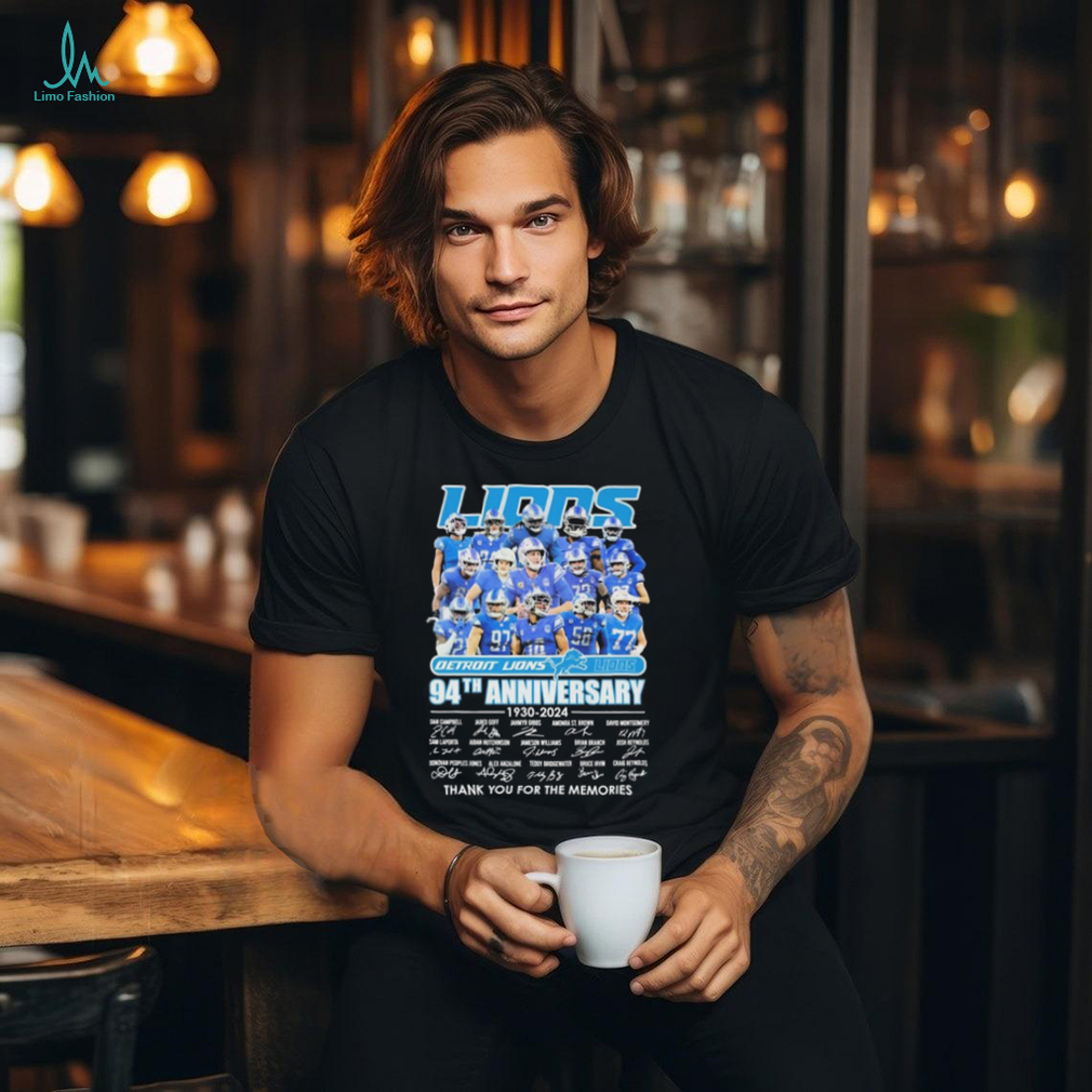 Detroit Lions Team Football 94th anniversary 1930 2024 thank you for the memories signatures shirt Detroit Lions Team Football 94th anniversary 1930 2024 thank you for the memories signatures shirt