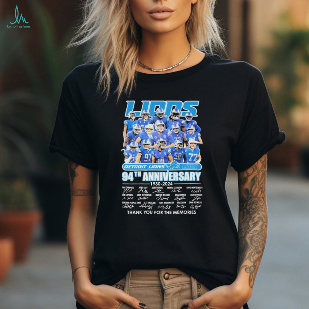 Detroit Lions Team Football 94th anniversary 1930 2024 thank you for the memories signatures shirt Detroit Lions Team Football 94th anniversary 1930 2024 thank you for the memories signatures shirt