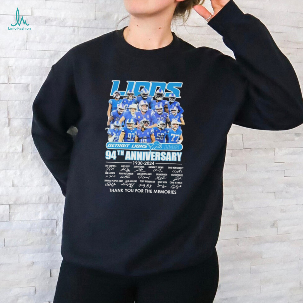 Detroit Lions Team Football 94th anniversary 1930 2024 thank you for the memories signatures shirt Detroit Lions Team Football 94th anniversary 1930 2024 thank you for the memories signatures shirt