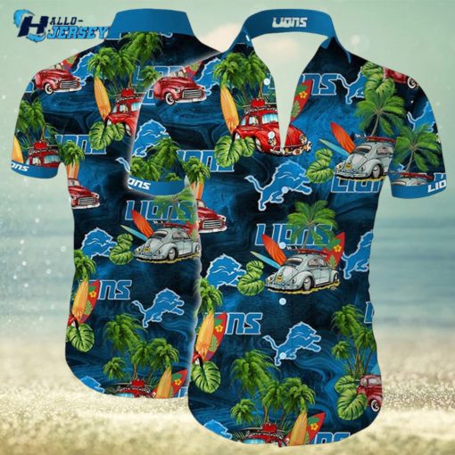 Detroit Lions Tropical Flower Short Sleeve Hawaiian Shirt