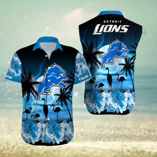 Detroit Lions Tropical Outfit Custom Name Beach Shirt Nlf Hawaiian Shirt