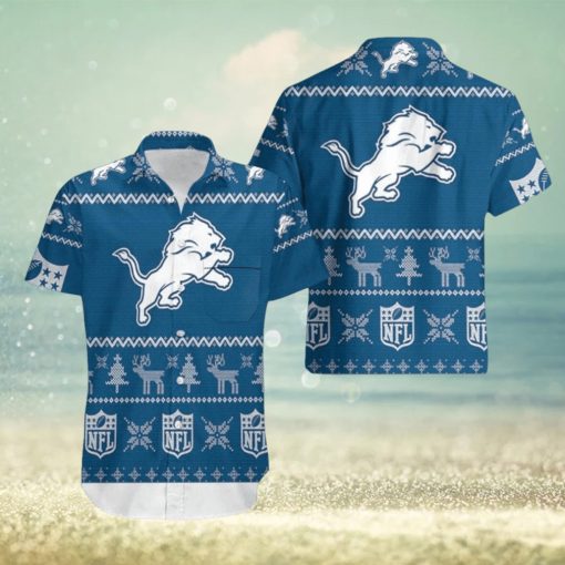 Detroit Lions Ugly Sweatshirt Christmas 3D Beach Set Hawaiian Shirt