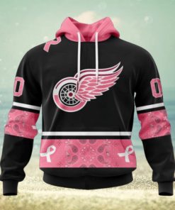 Detroit Red Wings Hoodie Specialized Design In Classic Style With Paisley! WE WEAR PINK BREAST CANCER Hoodie