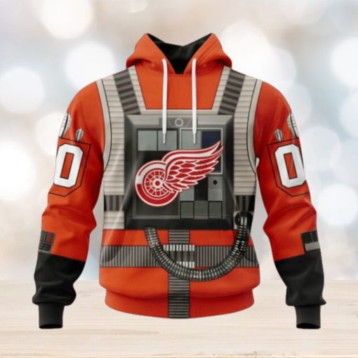 Detroit Red Wings Hoodie Star Wars Rebel Pilot Design Hoodie