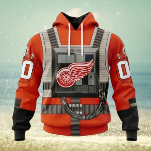 Detroit Red Wings Hoodie Star Wars Rebel Pilot Design Hoodie