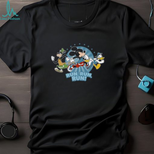 Disney Mickey Goofy And Donald Run Run Run! Marathon Running T shirt