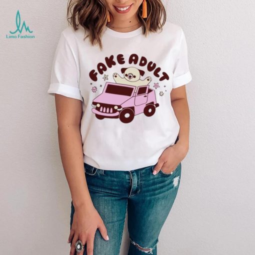 Dog riding car Fake adult shirt