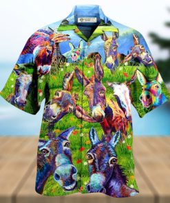 Donkey Be Smart Be Badass In Green Grass Hawaiian Shirt