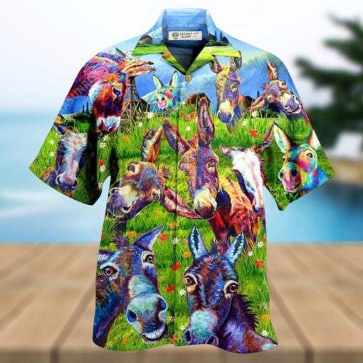 Donkey Be Smart Be Badass In Green Grass Hawaiian Shirt