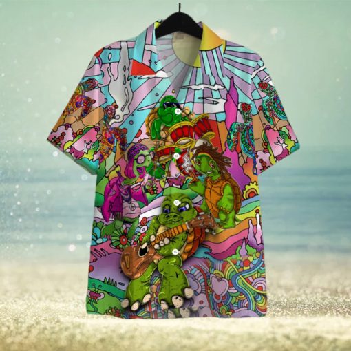 Don’t Worry Be Hippies Turtle Music Band Trendy Hawaiian Shirt Aloha Shirt