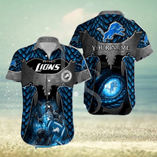 Dragon Pattern Detroit Lions Personalized Hawaiian Shirt