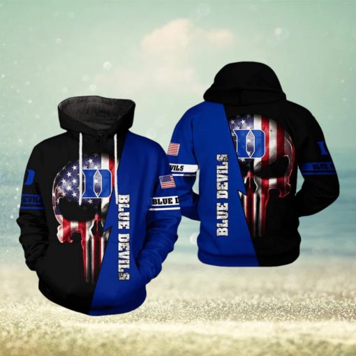 Duke Blue Devils NCAA US Flag Skull 3D Printed Hoodie
