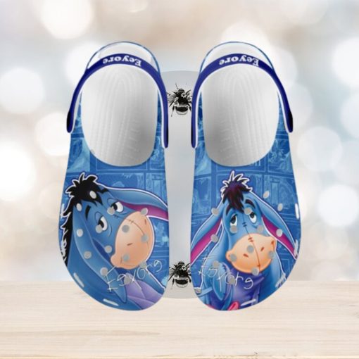 Eeyore Shy Donkey Blue Pattern Disney Graphic Cartoon Crocs Shoes